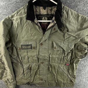 Belstaff Green Waxed Jacket Women Italy Pockets Full Zip Medium Motorcycle **